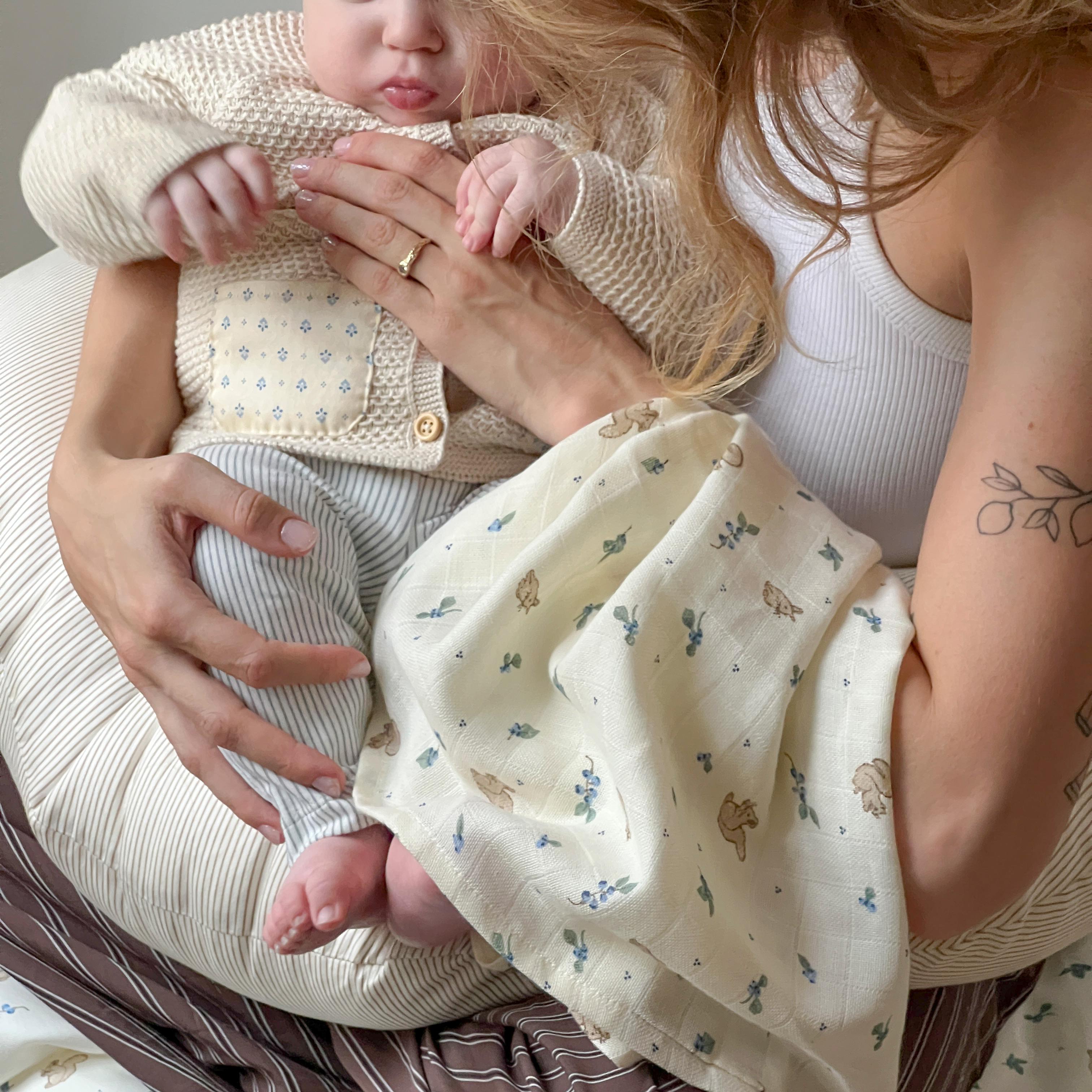 Набор муслиновых пеленок Cam Cam Copenhagen "Blueberries", 2 шт, микс с голубым, 70 x 70 см - Фото № 2